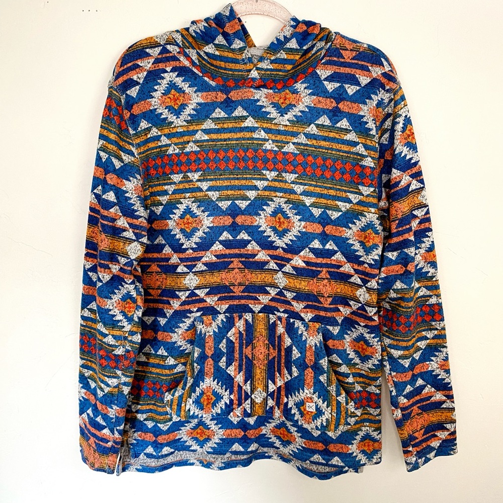 Southwestern Hoodie by Departwest Orange blue Geometric western Men's Hooded